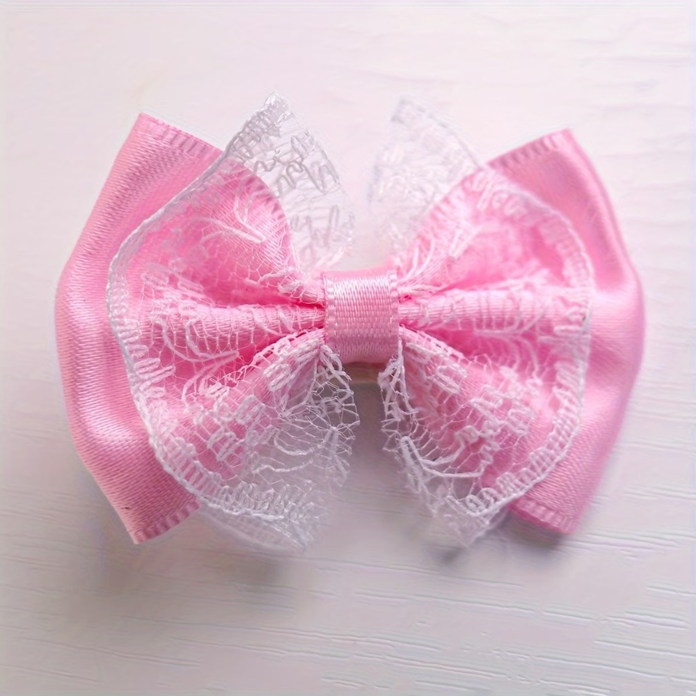 Pink Lace Dog Bows Set of 3 Small-Medium Puppy/Dog Grooming Clips